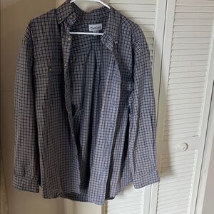 Carhartt Men's Blue and White Plaid Shirt